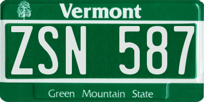 VT license plate ZSN587