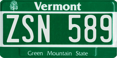 VT license plate ZSN589