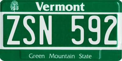 VT license plate ZSN592