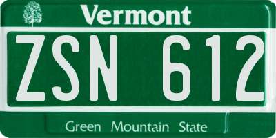VT license plate ZSN612