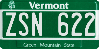 VT license plate ZSN622