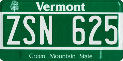 VT license plate ZSN625