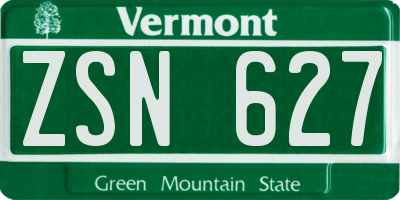 VT license plate ZSN627