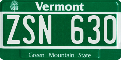 VT license plate ZSN630