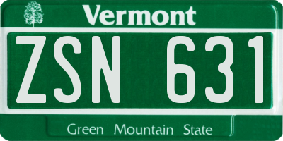 VT license plate ZSN631
