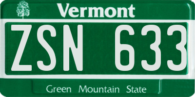 VT license plate ZSN633