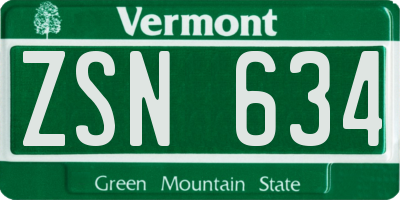 VT license plate ZSN634
