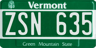VT license plate ZSN635