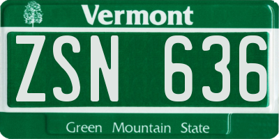 VT license plate ZSN636