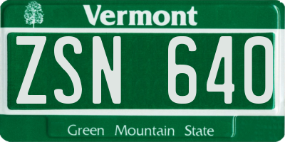 VT license plate ZSN640