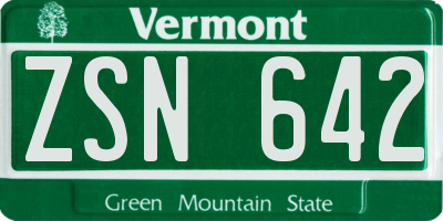 VT license plate ZSN642