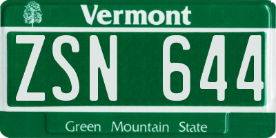 VT license plate ZSN644