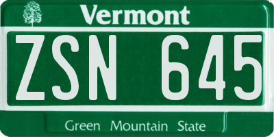 VT license plate ZSN645