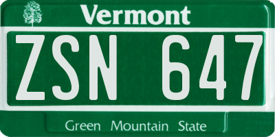 VT license plate ZSN647