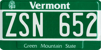 VT license plate ZSN652
