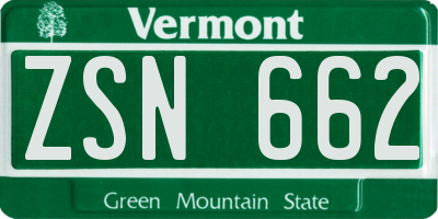 VT license plate ZSN662