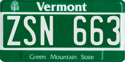 VT license plate ZSN663