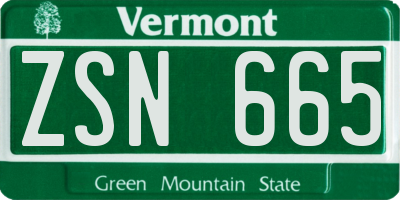 VT license plate ZSN665