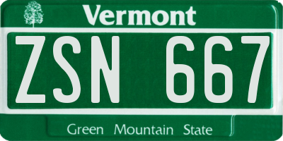 VT license plate ZSN667