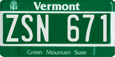 VT license plate ZSN671