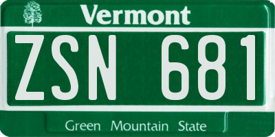 VT license plate ZSN681