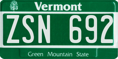 VT license plate ZSN692