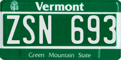 VT license plate ZSN693