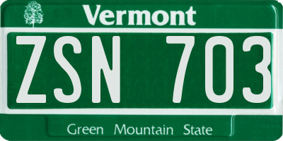 VT license plate ZSN703