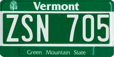 VT license plate ZSN705