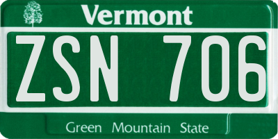 VT license plate ZSN706