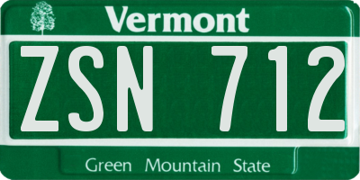 VT license plate ZSN712