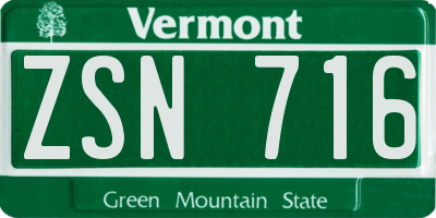 VT license plate ZSN716