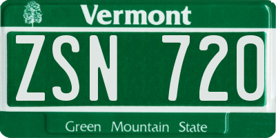 VT license plate ZSN720
