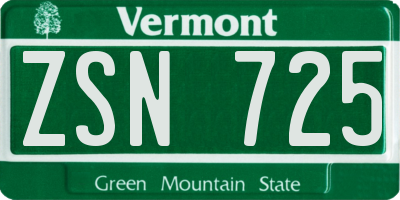 VT license plate ZSN725