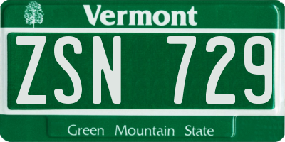 VT license plate ZSN729