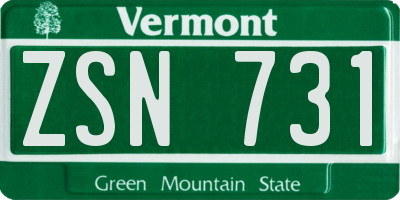 VT license plate ZSN731