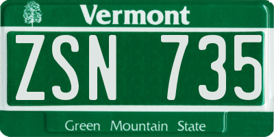 VT license plate ZSN735