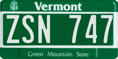 VT license plate ZSN747