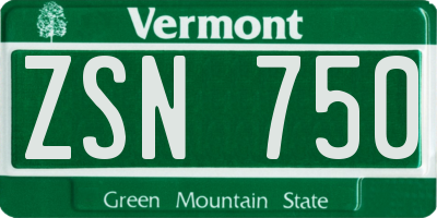 VT license plate ZSN750