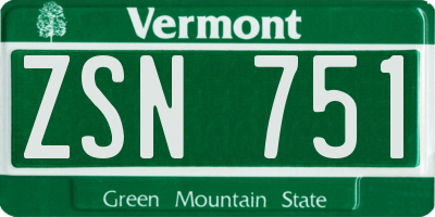 VT license plate ZSN751