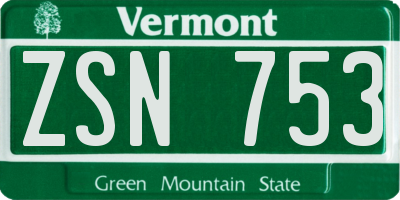 VT license plate ZSN753