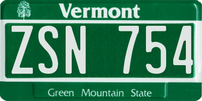 VT license plate ZSN754