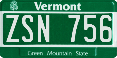VT license plate ZSN756