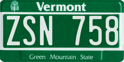 VT license plate ZSN758