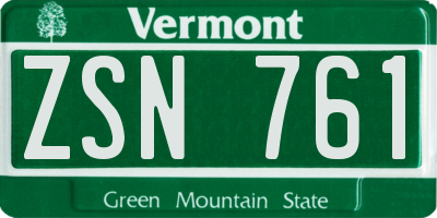 VT license plate ZSN761
