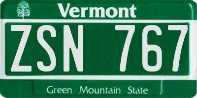 VT license plate ZSN767