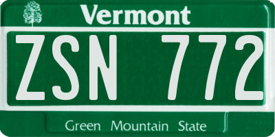 VT license plate ZSN772