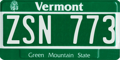 VT license plate ZSN773