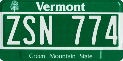 VT license plate ZSN774