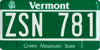 VT license plate ZSN781
